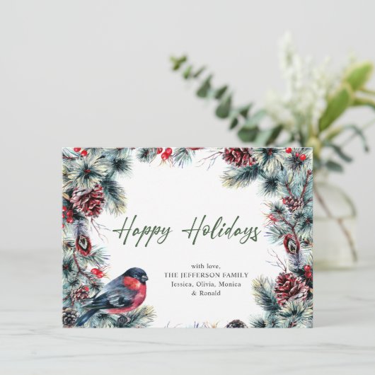 Kerstpine Cones Rustic Greeting Feestdagenkaart (Staand voorkant)