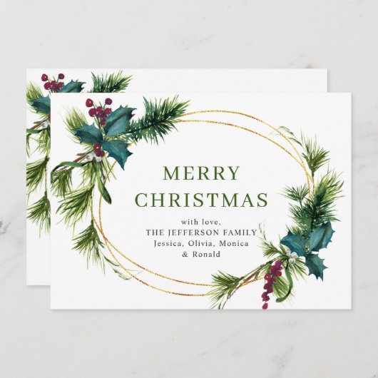 Kerstpine Cones Rustic Greeting Feestdagenkaart (Voorkant / Achterkant)