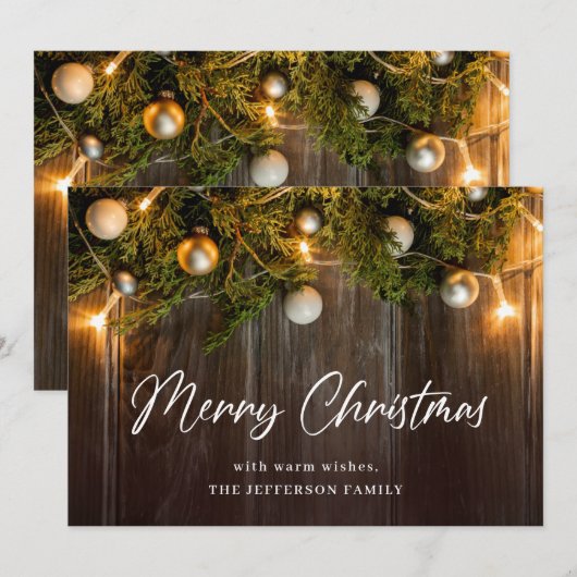 Kerstpine Cones Rustic Greeting Feestdagenkaart (Voorkant / Achterkant)