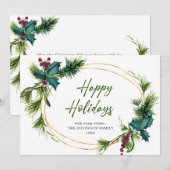 Kerstpine Cones Rustic Greeting Feestdagenkaart (Voorkant / Achterkant)