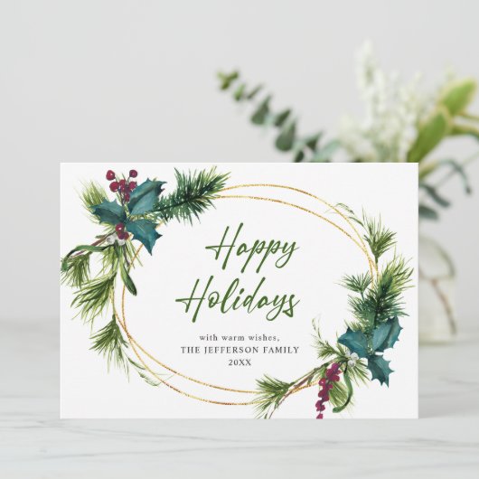 Kerstpine Cones Rustic Greeting Feestdagenkaart (Staand voorkant)