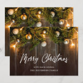 Kerstpine Cones Rustic Greeting Feestdagenkaart (Voorkant / Achterkant)