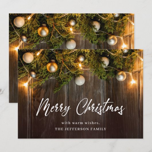 Kerstpine Cones Rustic Greeting Feestdagenkaart (Voorkant / Achterkant)