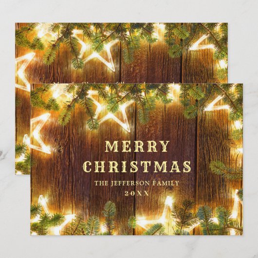 Kerstpine Cones Rustic Greeting Feestdagenkaart (Voorkant / Achterkant)