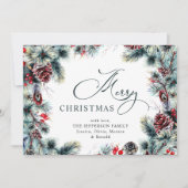 Kerstpine Cones Rustic Greeting Feestdagenkaart (Voorkant)