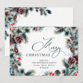 Kerstpine Cones Rustic Greeting Feestdagenkaart (Voorkant / Achterkant)