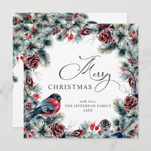 Kerstpine Cones Rustic Greeting Feestdagenkaart (Voorkant / Achterkant)