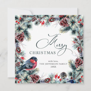 Kerstpine Cones Rustic Greeting Feestdagenkaart