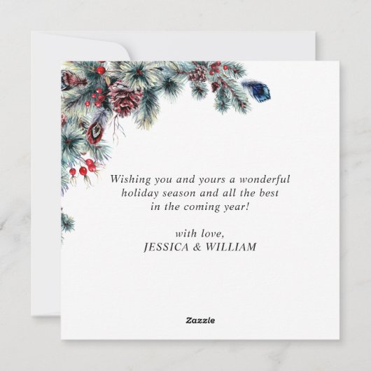 Kerstpine Cones Rustic Greeting Feestdagenkaart (Achterkant)