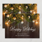 Kerstpine Cones Rustic Greeting Feestdagenkaart (Voorkant / Achterkant)