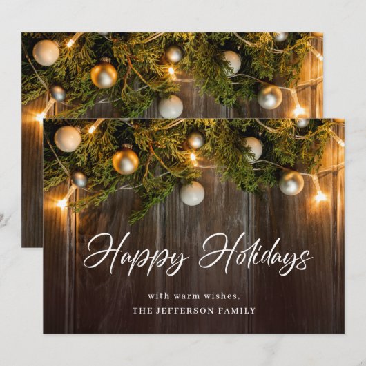 Kerstpine Cones Rustic Greeting Feestdagenkaart (Voorkant / Achterkant)