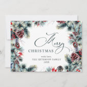 Kerstpine Cones Rustic Greeting Feestdagenkaart (Voorkant)