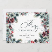 Kerstpine Cones Rustic Greeting