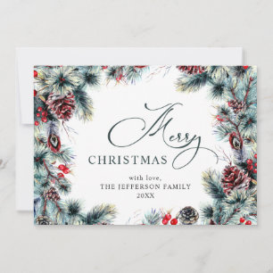 Kerstpine Cones Rustic Greeting Feestdagenkaart