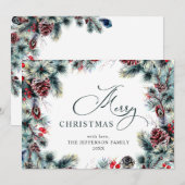 Kerstpine Cones Rustic Greeting Feestdagenkaart (Voorkant / Achterkant)