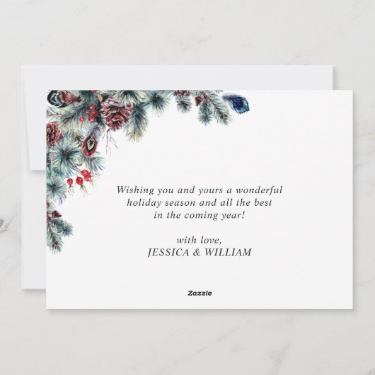 Kerstpine Cones Rustic Greeting Feestdagenkaart (Achterkant)