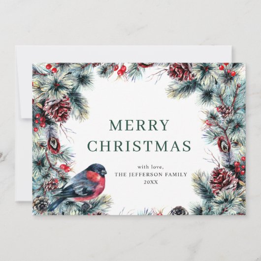 Kerstpine Cones Wreath Rustic Greeting Feestdagenkaart (Voorkant)