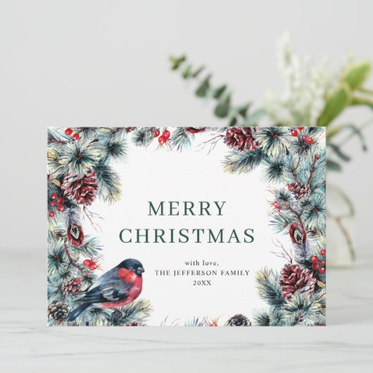 Kerstpine Cones Wreath Rustic Greeting Feestdagenkaart (Staand voorkant)