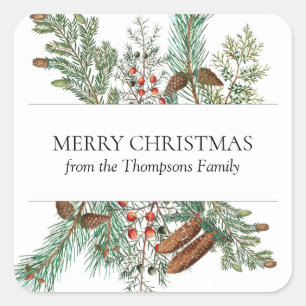 Kerstpine Conifer Forest Festive Evergreen Vierkante Sticker