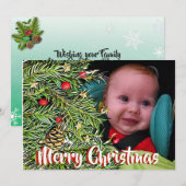 Kerstpine en Berries - Persoonlijke foto Feestdagenkaart (Voorkant / Achterkant)