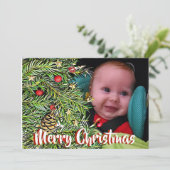 Kerstpine en Berries - Persoonlijke foto Feestdagenkaart (Staand voorkant)
