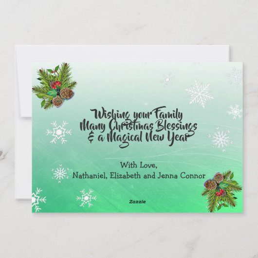 Kerstpine en Berries - Persoonlijke foto Feestdagenkaart (Achterkant)