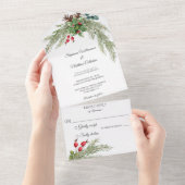 kerstpine en bessen all in one uitnodiging (Afscheurbaar)