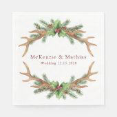 Kerstpine en Deer Antlers bruiloft Servet (Voorkant)