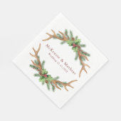 Kerstpine en Deer Antlers bruiloft Servet (Hoek)