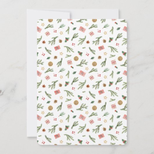 Kerstpine en Poinsettias - vrolijk (Achterkant)