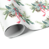 Kerstpine en Ribbon Bouquet Cadeaupapier (Rol Hoek)