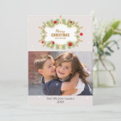 Kerstpine en sierfoto's kaart (Staand voorkant)