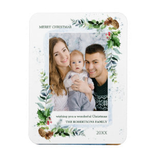 Kerstpine Holly Berry Foto Magneet