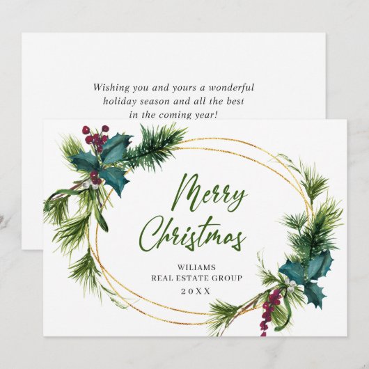 Kerstpine is een zakelijke roest feestdagenkaart (Voorkant / Achterkant)