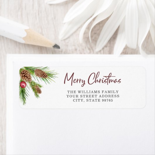 Kerstpine Kone Greenery Return Address Label (Insitu)