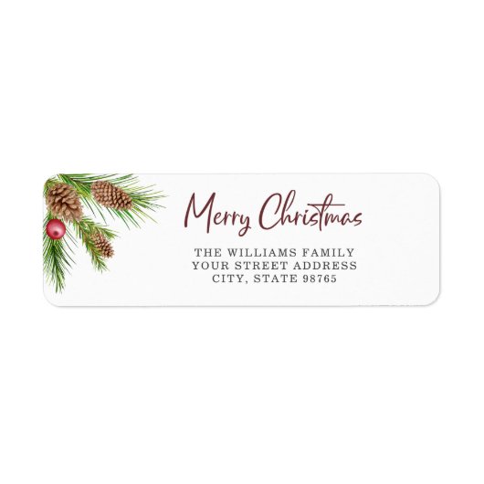 Kerstpine Kone Greenery Return Address Label (Voorkant)