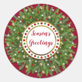 Kerstpine naald Gedeorbeerd adem Ronde Sticker (Voorkant)