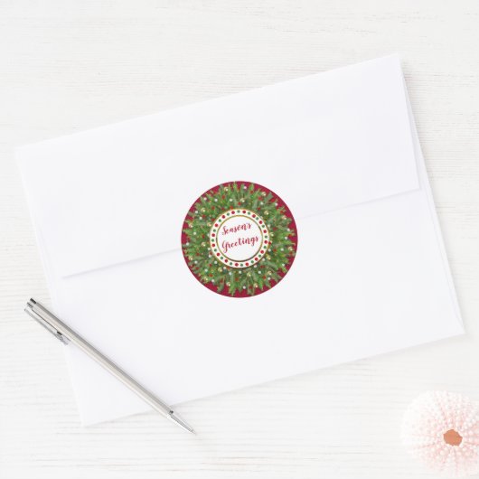 Kerstpine naald Gedeorbeerd adem Ronde Sticker (Envelop)
