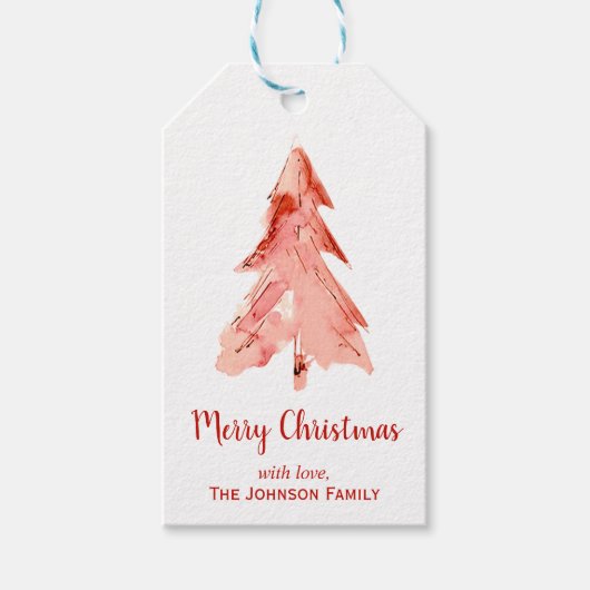 Kerstpine Rood minimalistisch aangepast aan de rod Cadeaulabel (Voorkant)