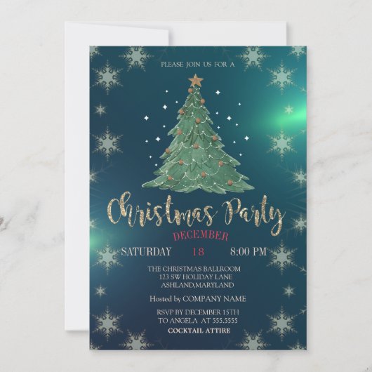 kerstpine-structuur, Green Company Party Kaart (Voorkant)