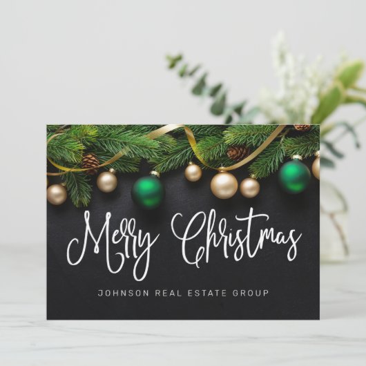 kerstpine-structuur Merry-kerst Feestdagenkaart (Staand voorkant)