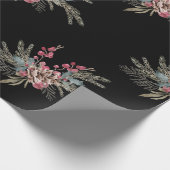 Kerstpine zwart cadeaupapier (Hoek)