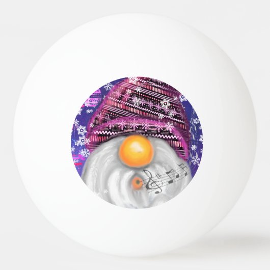 kerstpingpong ball gnome in Paars Pet (Voorkant)