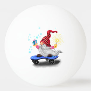 kerstpingpong Ball Happy Skater Gnome