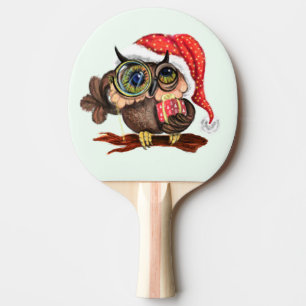 kerstpingpong Paddle Baby Owl met cadeaus Tafeltennisbatje