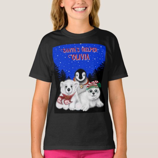 Kerstpinguïn baby Polar beer Seal Personaliseren T-shirt (Voorkant)