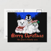 Kerstpinguïn baby Polar beer Seal Pup Briefkaart (Voorkant / Achterkant)