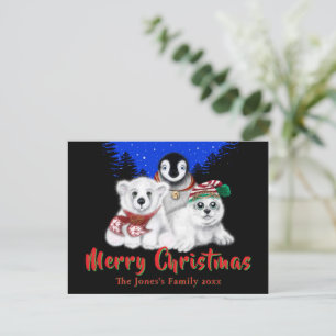 Kerstpinguïn baby Polar beer Seal Pup Briefkaart