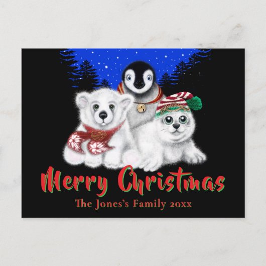 Kerstpinguïn baby Polar beer Seal Pup Briefkaart (Voorkant)