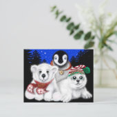 Kerstpinguïn baby Polar beer Seal Pup Briefkaart (Staand voorkant)
